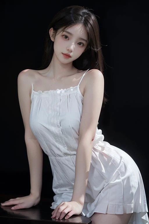 <lora:zuoer-000001:0.9>,
solo,masterpiece,highest quality,exquisite details,amazing art,realistic details,pretty face,real skin,8K,RAW,movie lighting,soft light,shallow depth of field,bokeh,dreamy,
zuoer,1 Girl,simple background,blurry background,suspender skirt,dress,smile,white dress,black eyes,earrings,portrait,(breasts apart:1.1),(bouncing breasts:1.2),(big breasts:1.2),(huge breasts:1.2),(see-through:1.3),(sleeveless dress:1.1),in summer,(rainy days:1.2),(curvy:1.2),(black background:1.3),(strap_slip:1.2),looking_at_viewer,(soxy:1.2),(bent_over:1.1),hands_on_hips,, best quality , masterpiece, illustration, an extremely delicate and beautiful, extremely detailed ,CG,unity,8k wallpaper, Amazing, finely detail, masterpiece, best quality,official art,extremely detailed CG unity 8k wallpaper,absurdres, incredibly absurdres, huge filesize , ultra-detailed, highres, extremely detailed,beautiful detailed girl, extremely detailed eyes and face, beautiful detailed eyes,light on face,