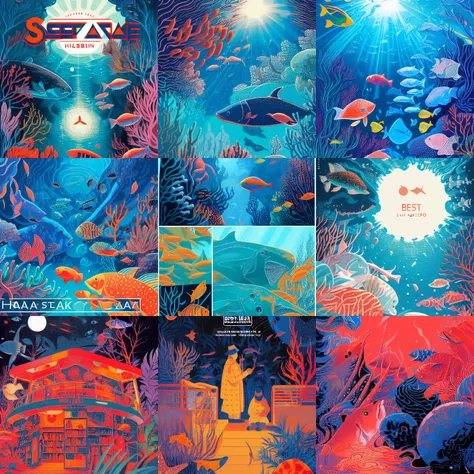 (masterpiece), (best quality), deep sea library, halftone, HD, illustration style kurzgesagtish