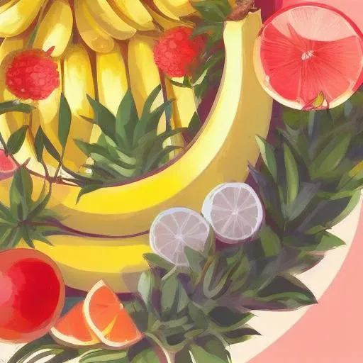 illustration style kurzgesagtish, big long yellow single banana fruit ((in the center))  on the (round) plate