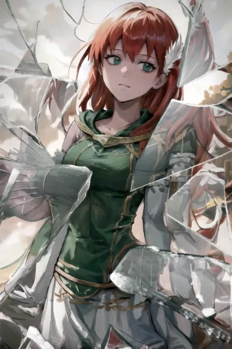 highly detailed
<lora:BrokenGlass:1> IncrsBrknGls, broken glass, reflection, 1girl, priscilla fe, wing hair ornament, green shirt, white skirt, white elbow gloves, standing, upper body, HDR,
Ultra-detail, highres, best quality, masterpiece, cinematic lighting, <lora:Priscilla_FE:0.8>