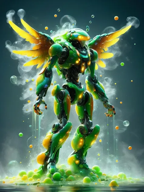 maximum details, biocymecha with wings, full body, smoke, bubbles, acidzlime <lora:acidzlime:0.9>