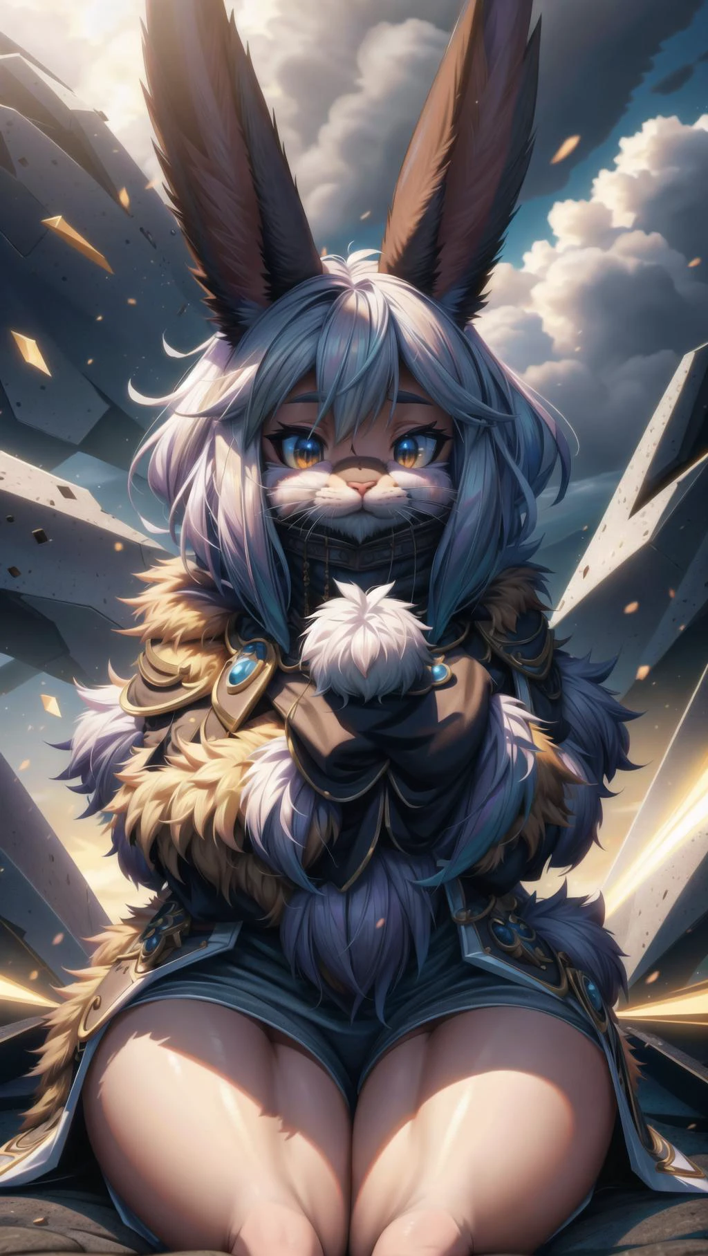 1girl,  <lora:FluffyStyle:0.8> FluffyStyle, BREAK,
 <lora:Furry Rabbit, Bunny Girl:0.8> rabbit girl, rabbit ears, rabbit tail, rabbit face, BREAK,
body fur, furry,, masterpiece, best quality, hyperrealistic, extremely detailed, highly quality, 4k, sharp focus, professional photograph, sharp focus, award winning, cinematic lighting, octane render, unreal engine, volumetrics dtx, Wallpaper,