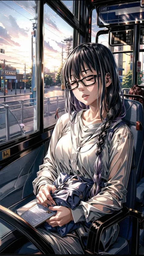 girls just wanna have fun, BREAK, <lora:add_detail:0.4>
<lora:177013 - Metamorphosis - Emergence:0.8> twin braids, glasses, black hair, closed eyes, BREAK,
((( <lora:transportation_by_window:0.8> transportation_by_window, sleeping, ))),, masterpiece, best quality, hyperrealistic, extremely detailed, highly quality, 4k, sharp focus, professional photograph, sharp focus, award winning, cinematic lighting, octane render, unreal engine, volumetrics dtx, Wallpaper,