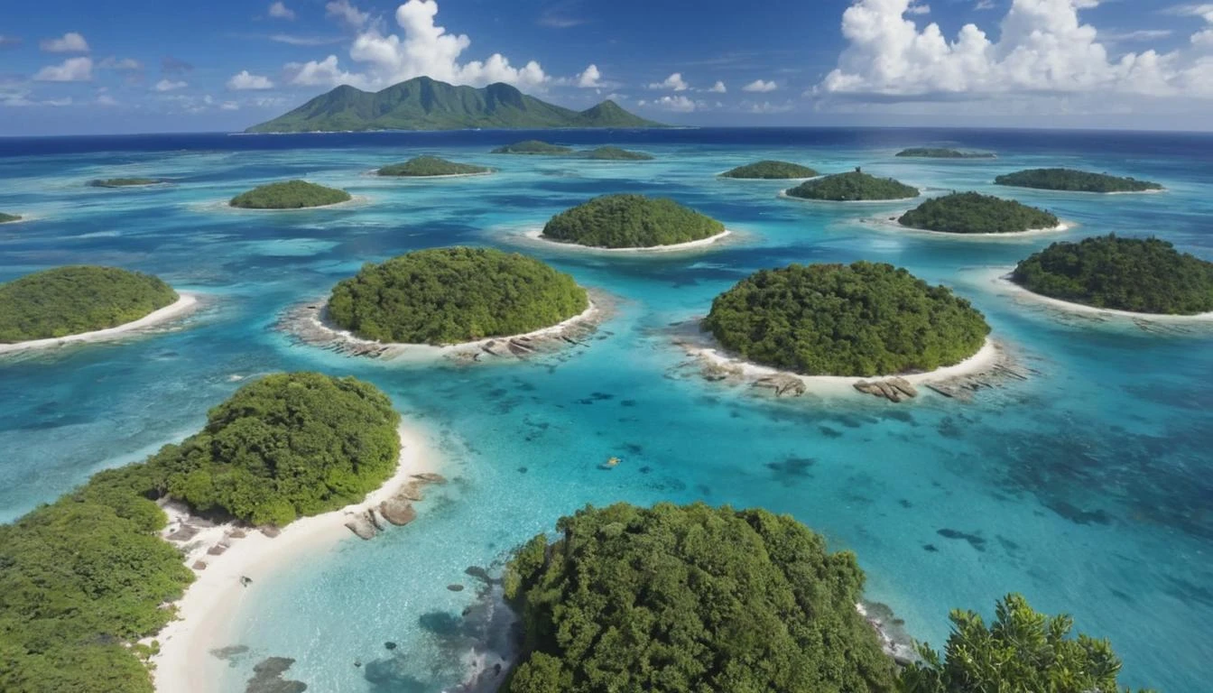 A lush tropical island, complete with crystal-clear lagoons and coral reefs. captured on a sony A6000