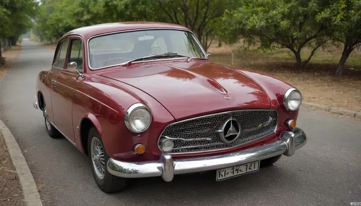 captured on a sony A6000 The vintage car, a relic of a bygone era, boasted a sleek, cherry-red finish and gleaming chrome bumpers.

