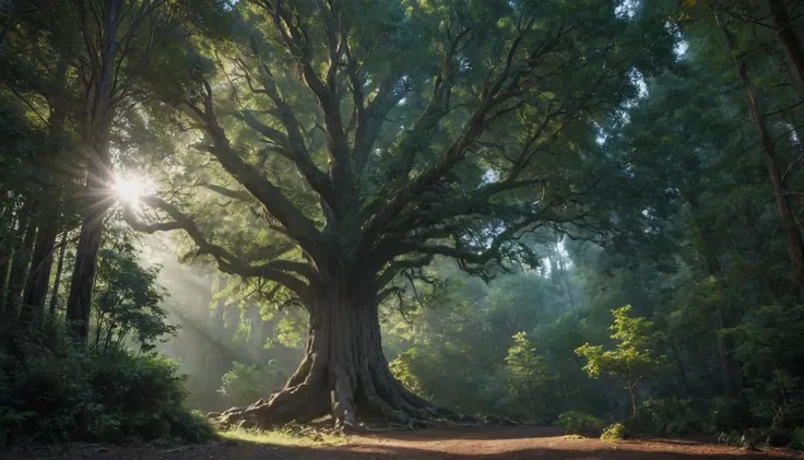 A colossal redwood tree, its towering trunk and sprawling branches a living testament to centuries of growth. captured on a sony A6000
