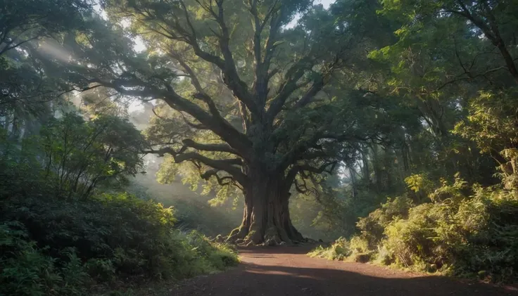 A colossal redwood tree, its towering trunk and sprawling branches a living testament to centuries of growth. captured on a sony A6000
