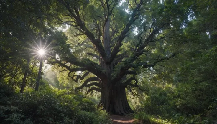 A colossal redwood tree, its towering trunk and sprawling branches a living testament to centuries of growth. captured on a sony A6000

