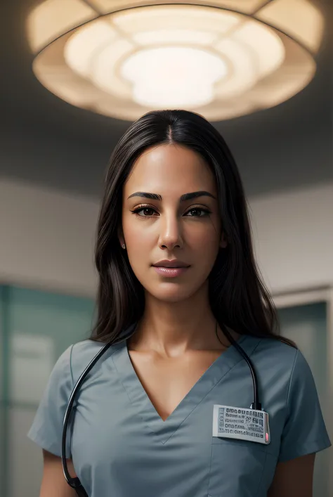photo of (Sh3il4Naz01:0.99), a woman as doctor, (in a hospital:1.3), modelshoot styl, (extremely detailed CG unity 8k wallpaper), photo of the most beautiful artwork in the world, professional majestic oil painting by Ed Blinkey, Atey Ghailan, Studio Ghibli, by Jeremy Mann, Greg Manchess, Antonio Moro, trending on ArtStation, trending on CGSociety, Intricate, High Detail, Sharp focus, dramatic, photorealistic painting art by midjourney and greg rutkowski, (black scrubs:1.5), (looking at viewer), (closeup:1.2), (detailed pupils:1.3), (modern outfit:1.2), Fujifilm XT3 sharp focus, f 5.6, cinematic light, sidelighting, Fujiflim XT3, DSLR, 50mm ,<lora:add_detail:0.4>, <lora:LowRA:0.2>