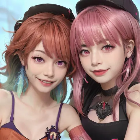 2girls, kpop, couple, outdoor, masterpiece, best quality, photorealistic, upperbody, low exposure, max lighting, big city, RAW PHOTOGRAPHY,
AND Left side, Takanashi Kiara, magenta eyes color, orange hair, cute smile, <lora:hololiveENGen1_v1:0.7>
AND Right side, Mori Calliope, red eyes color, calli, hololive, pink hair, casual, closed mouth <lora:hololiveENGen1_v1:0.7>