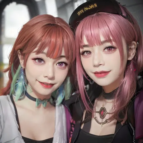 2girls, kpop, couple, outdoor, masterpiece, best quality, photorealistic, upperbody, low exposure, max lighting, big city, RAW PHOTOGRAPHY,
AND Left side, Takanashi Kiara, magenta eyes color, orange hair, cute smile, <lora:hololiveENGen1_v1:0.7>
AND Right side, Mori Calliope, red eyes color, calli, hololive, pink hair, casual, closed mouth <lora:hololiveENGen1_v1:0.7>