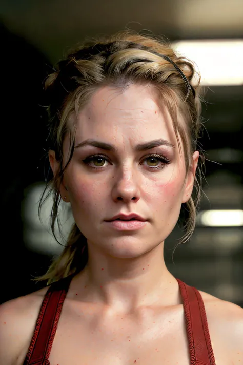up close photo of annaPaq1 , wearing a waffle house restaurant waitress outfit, epic character composition, by ilya kuvshinov, alessio albi, nina masic, sharp focus, natural lighting, subsurface scattering, f2, 35mm