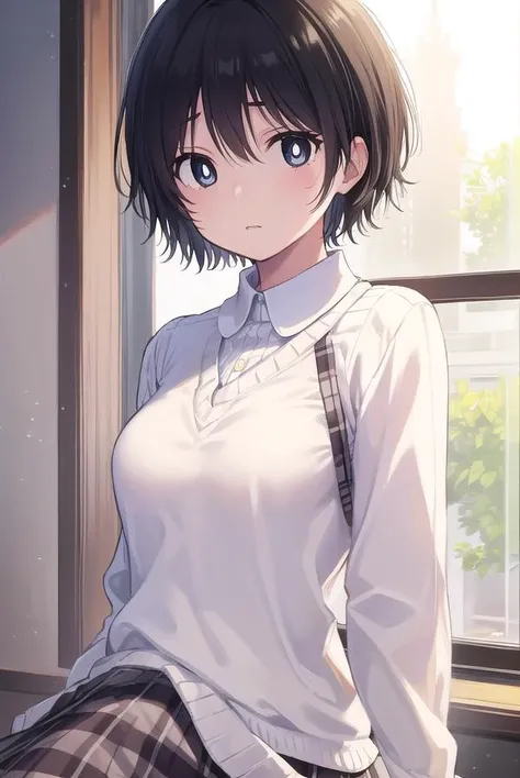 ((Voyeur of changing clothes)), ((腕をchestの前で組む)), A cute girl who can see bra, panties, buttocks and nipples from a disordered uniform, , One person, alone, underwear, panties, Butt, good, chest, breast, Knee socks, Underarm, Black Hair, (Browsing Caution), ((masterpiece)), ((Highest quality)), (Very detailed), cute, (device), ((Very detailed)), 4K, (8k), Highest quality, (beautiful), Genuineistic, Genuine