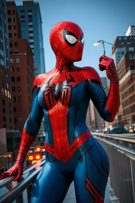 hermoso y lindo ((((grande)))) chica morena con traje de Spiderman, Cada uno de ellos es un (different version of Spider-Man), flaco, delgado grueso, small waist, (Caras ultra detalladas), 8k