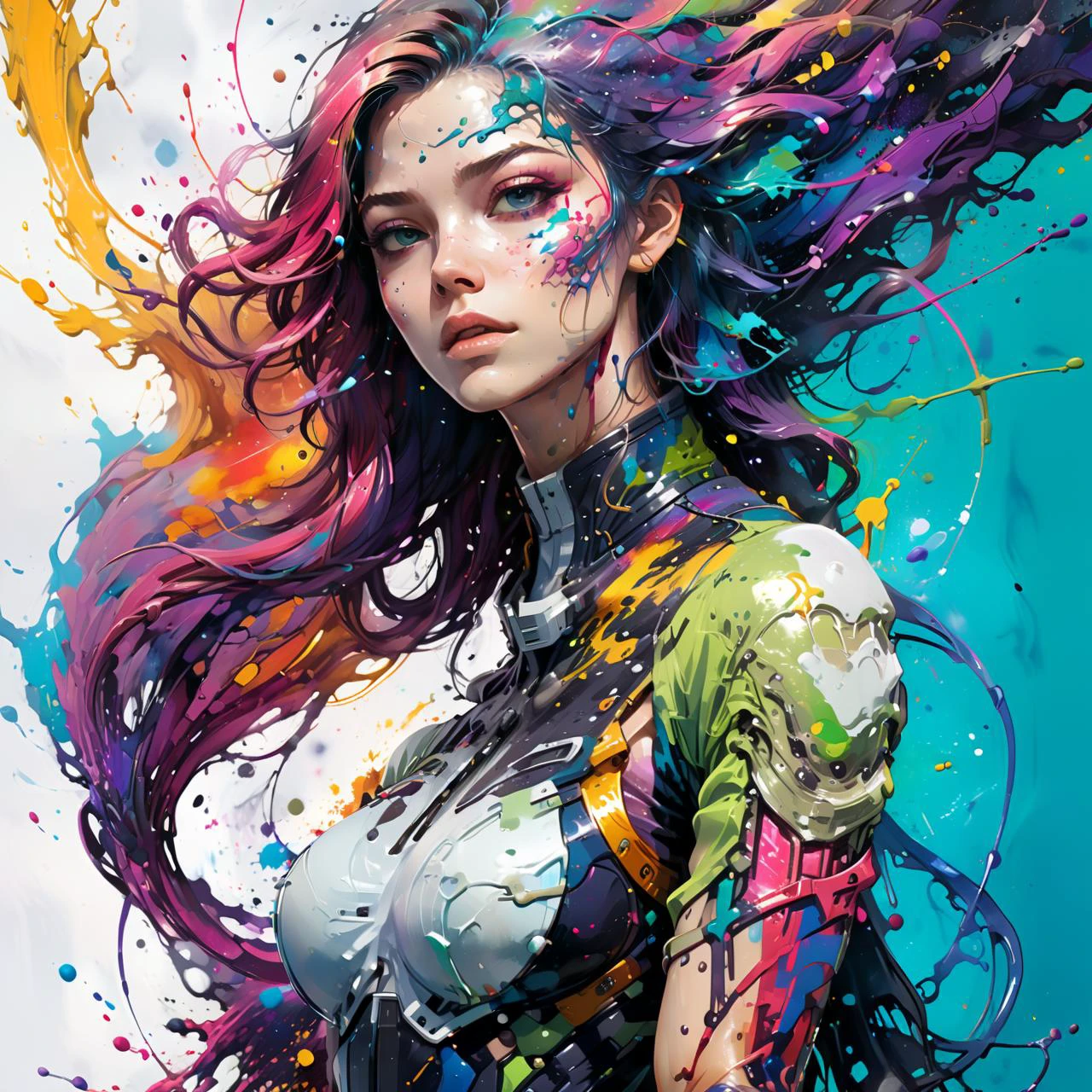 woman, upperbody, flowing hair, scifi uniform, paint splashes, splatter, outrun, cell shaded, flat colors, colorful paint mixing <lora:xl_more_art-full_v1:1> <lora:Retro_Illustration:1> 2d game scene, oil and watercolor painting <lora:sdxlInkpunkstyle_v01:0.75> <lora:EnvyInkSwirlXL01:1> swirling ink, (masterpiece:1.2), best quality, (hyperdetailed, highest detailed:1.2), high resolution textures, <lora:EnvyBetterHiresFixXL01:1>