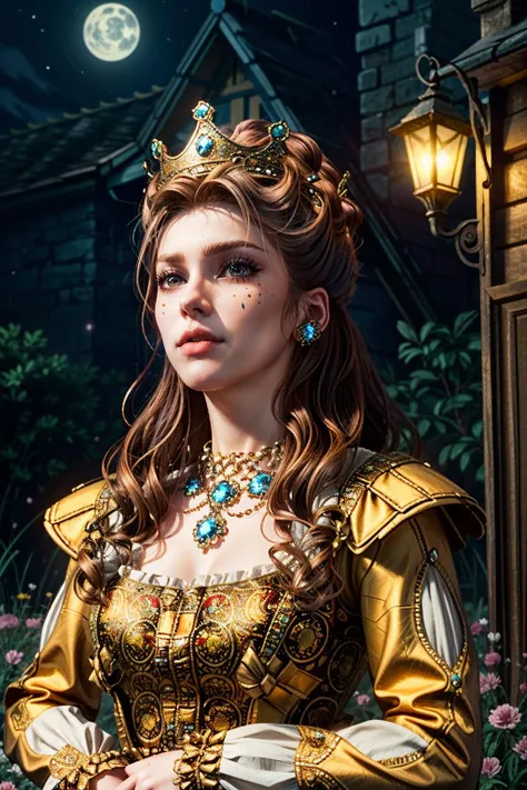 (masterpiece, best quality) <lora:epi_noiseoffset2:1> <lora:add_detail:0.8> <lora:AnnaHenriettaW:0.9>
AnnaHenriettaW, 1girl, solo, long hair, blue eyes, blonde hair, long sleeves, dress, jewelry, upper body, flower, earrings, outdoors, necklace, lips, night, tiara, crown, looking up, gem, freckles, realistic)