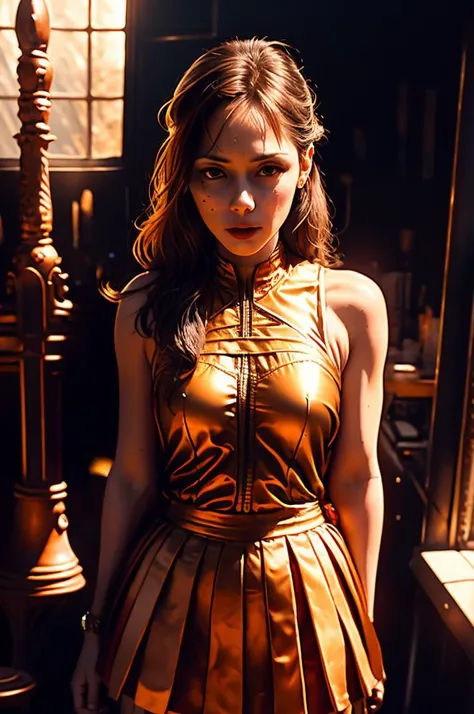 an awarded profesional photography of 1girl AM149_Anna_Jitkova beautiful amethyst eyes, Polished slicked-back hairstyle with Tennis dress with a pleated skirt and built-in shorts ecstatic ,she <lora:WeaponsDrawn-40:0.79> holding, weapon, wpndrnjnwk, holding gun, in a A rustic, sunlit apple orchard, in autumn Robert Capa Studio Lighting,(epic scene:1.3),ultradetialed character with perfect face,detailed skin,(ultrasharp:1.3),(masterpiece:1.3),best quality ,(photorealistic:1.2),ultrarealistic,realistic ultradetailed character,4k perfect quality,character focus,Magnificent,Imperceptible detail,Intricately designed, <hypernet:sxzBloom_sxzBloom:0.6> hotify <lora:dream like_20231124044637:0.71> photo_unp