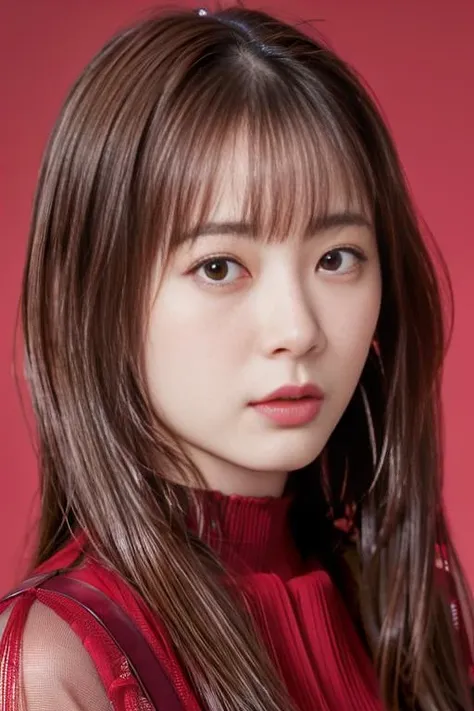 (best quality,masterpiece:1.2),8k,ultra high res,ultra detailed,best quality,looking at viewer,perfect lighting,flat light,ultra high quality,ultra high res,masterpiece,photorealistic,detailed face,(simple background),(maroon background), <lora:IkuEri:1>