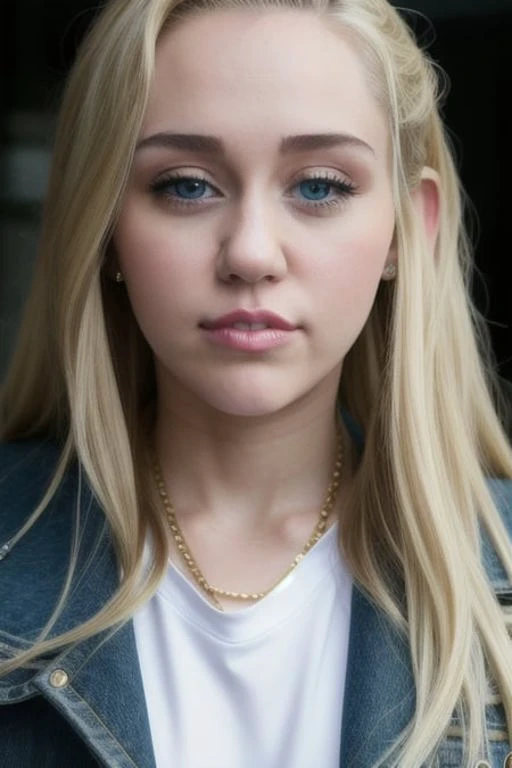 Cinematic film still, 1girl, standing, teenager, M1LEYCYRUS , pale skin, innocent smile, (detailed face, detailed skin, blonde hair), moist, intricate details, shallow depth of field, [volumetric fog], cinematic lighting, reflections, photographed on a Canon EOS R5, wide lens, F/2.8, HDR, 8k resolution, (detailed blue eyes:1.1)