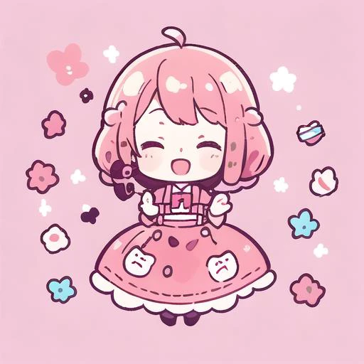 1 girl, high quality, detailed, , looking at viewer, from above, brown hair, knotted hair, (happy:1.2), closed both eyes, :d, ask for sweets, Hold sweets with both hands, pinafore dress, candy shop, depth of field