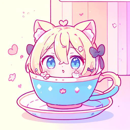 multiple girls,1girl,animal ears,blonde hair,blue eyes,cat ears,blue hair,heart,dress,tail,black dress,hair bow,cup,bow,cat tail,in container,black bow,spoken heart,in cup,minigirl,long sleeves,cat girl,blush,bangs,puffy sleeves,animal ear fluff,teacup,white dress,short sleeves,puffy short sleeves,parted lips,choker,hair between eyes,twintails,saucer,transparent_background,white background,pure color background,, (masterpiece:1.2),(best quality),(super fine),(ultra-detailed),(extremely detailed CG unity 8k wallpaper:1.2),