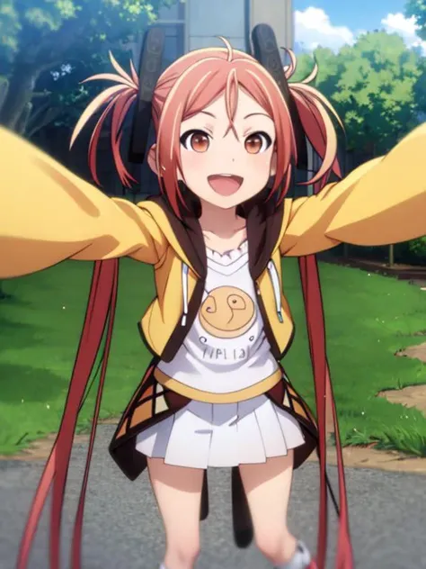 masterpiece, best quality, highres, 1girl, enjucasual, <lora:EnjuFull3-000017:1>, relaxed, big smile, open mouth