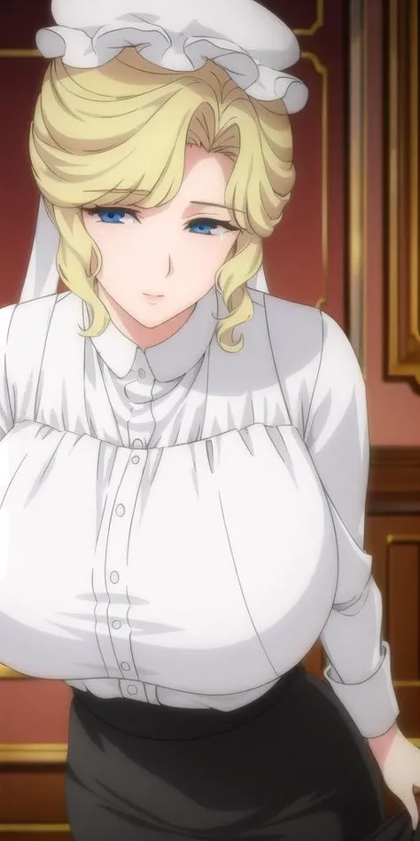 <lora:Maria_VMV2:0.7>, Maria_VM, huge_breasts, standing, solo, white_shirt, black_pencil_skirt, masterpiece, best quality, detailed face, detailed eyes, highres,