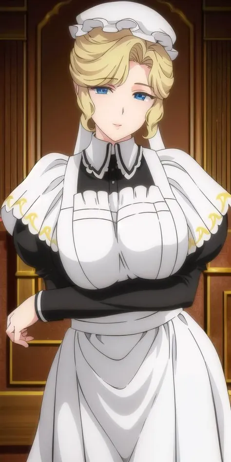 <lora:Maria_VMV2:0.7>, Maria_VM, huge_breasts, standing, solo, VIctorian_Maid_Uniform, masterpiece, best quality, detailed face, detailed eyes, highres,