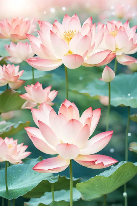 <lora:hehua:0.9>,hv,no humans,flower,lily pad,lotus,scenery,blurry,pink flower,depth of field,leaf,outdoors,nature,light particles,blurry background,water,plant,
