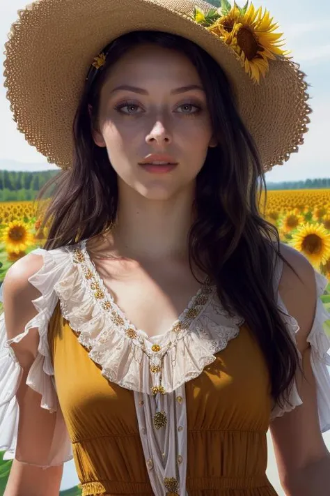 DEN_alina_steamgirl,
(walking through a field of sunflowers wearing a (summer dress:1.3) and sun hat, field, sunflowers, summer, scenic:1.2),
bokeh, f1.4, 40mm, photorealistic, raw, 8k, textured skin, skin pores, intricate details <lora:epi_noiseoffset2:1>, epiCRealism <lora:ClothingAdjuster3:-1>
