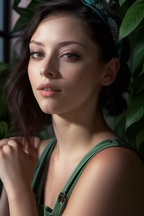 DEN_alina_steamgirl,
(in a giant glass green house filled with exotic flowers and plants wearing overalls and a bandana walking through the flowers, arboretum, green house, glass, plants, flowers:1.2),
bokeh, f1.4, 40mm, photorealistic, raw, 8k, textured skin, skin pores, intricate details <lora:epi_noiseoffset2:1>, epiCRealism <lora:ClothingAdjuster3:-1>