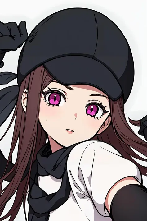 (masterpiece, best quality), 1girl, beautiful face,  <lora:helga:1> 1girl, white dress white shirt short sleeves black pantyhose black gloves elbow gloves black scarf, cabbie hat