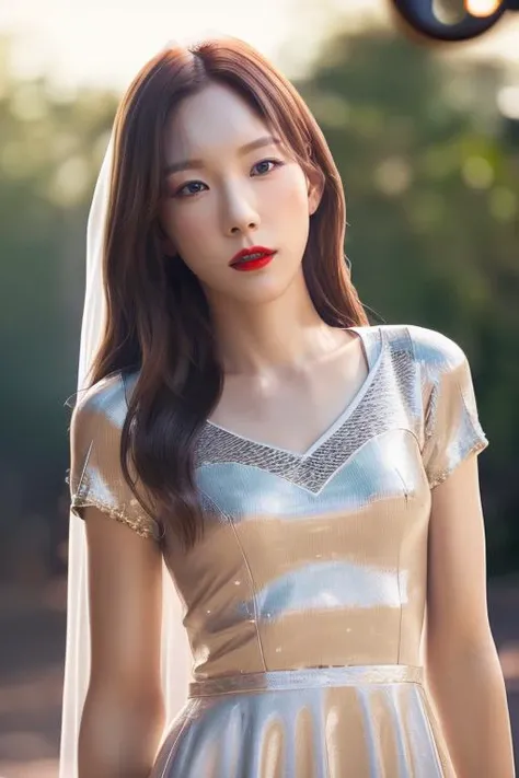 <lora:TaeyeonV1:1>,:Taeyeon,(close-up photo:1.2),(pov:1.1),korean, woman,complex 3d render ultra detailed, smile, portrait of beautiful woman, moody portrait, striking features, beauty, intricate details, dramatic composition, tension, contrast, texture, realism, high-quality rendering, stunning art, high quality, film grain, Fujifilm XT3,swirly bokeh,(realistic, photo-realistic:1.4),RAW photo,physically-based rendering,(looking at viewer:1.4),(8k, best quality, masterpiece:1.2),(full body shot:1.1),octane render,extremely detailed CG, unity 8k wallpaper,in forest,(studio soft light,sunlight:1.1),standing,(a girl is wearing wedding dress:1.5),hyper realistic detail shiny skin,ultra detailed,(ultra realistic:1.1),(intricate:1.2),(photorealistic:1.1),1girl,(skinny:1.3),detailed background,red lips ,(small breasts:1.2)