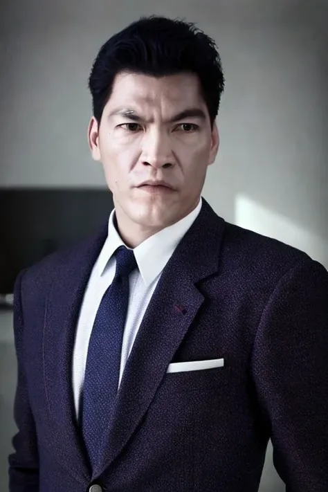 1man,suit,whole body,looking at viewer,raw photo, photorealistic, best quality, masterpiece, illustration, extremely detailed ,CGI ,unity ,8k wallpaper, masterpiece,best quality,official art, extremely detailed CG unity 8k wallpaper, absurdres, incredibly absurdres, huge filesize, ultra-detailed, highres, extremely detailed, <lora:chengkuian:1>