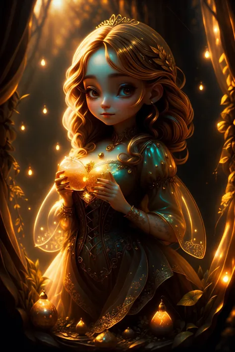 plastican00d, fairy tale, Sickening Lifelike Woman, at Golden hour, Detailed illustration, Light, moody lighting, <lora:plastican00d-000010:1>