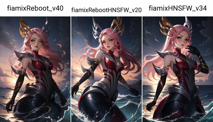 (masterpiece, best quality), intricate details,
1girl, <lora:lol_coven_namiV2-000010:0.8> coven nami, 1girl, mermaid, monster girl, tentacles, colored skin, hair ornament, gloves, pink hair, long hair,
night, ocean, water, waves, wet,
