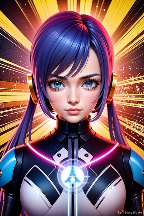 Style: Cyberpunk
Color scheme: Dark and neon colors, such as black, blue, purple, and pink.
Texture: Gritty and metallic textures, with a focus on sharp lines and angles.
Subjects: Futuristic cityscapes, robots, cyborgs, and other technological elements.
Lighting: High contrast lighting with strong shadows and bright highlights.
Composition: Dynamic compositions with diagonal lines and asymmetrical balance.
Mood: Dystopian and futuristic, with a sense of danger and uncertainty.
Techniques: Generative adversarial networks (GANs), neural style transfer, and other deep learning techniques can be used to create the artwork., [(white background:1.5)::5],hexagon,mid shot, (Highest picture quality),(Master's work),(ultra-detailed),(Detailed eye description:1.0),(lens flare:1.0),( poster:1.0), (close-up:1.0),(solo),(many colorful vines:1.0),(floating pink blades:1.0),(water wings:1.0), (dappled sunlight,light rays,caustics:1.2), (colorful:1.0),(beautiful detailed glow:1.0),(grim expression:1.0),(small:1.0),(closed mouth:1.0),blue hair, glowing,(blue electromagnetic wave:1.6),bare shoulders, twintails, (bubble, caustics, motion lines:1.2), butterfly, (very long hair:1.2), wind,forest:1.4, river,(bloom:1.5),(night:1.5)