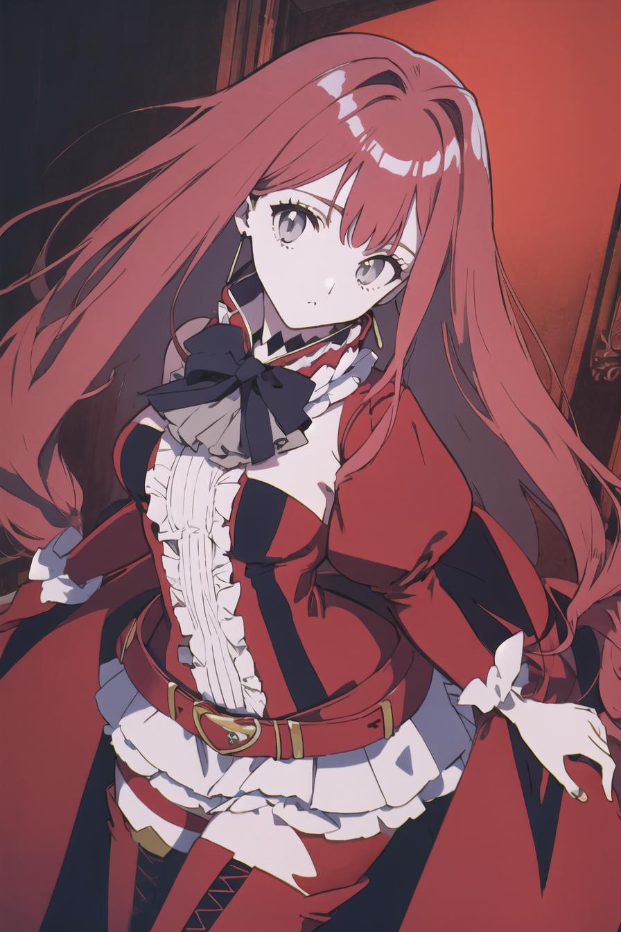 A close up of a woman with long red hair and a red cape - SeaArt AI