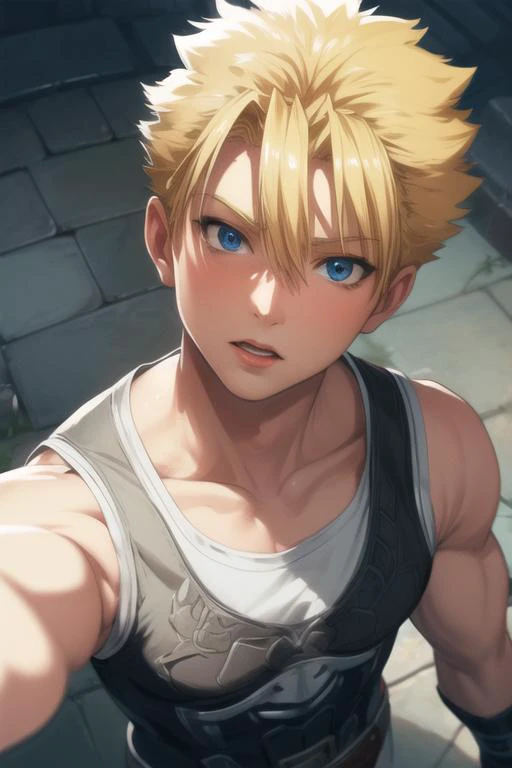 an anime style boy with an excited face