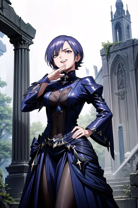 (masterpiece, best quality, detailed), 1girl, solo, looking at viewer, mikictr, lipstick, 1990s (style), retro artstyle,
<lora:edgBlackMage:0.6>, edgBlkMage, wearing edgBlkMage, ruins, overgrown, rubble, pillar, outdoors, building, light rays, fog, <lora:OjouSamaPose:1>, ojou-sama pose, laughing, hand on hip, naughty face, smug,