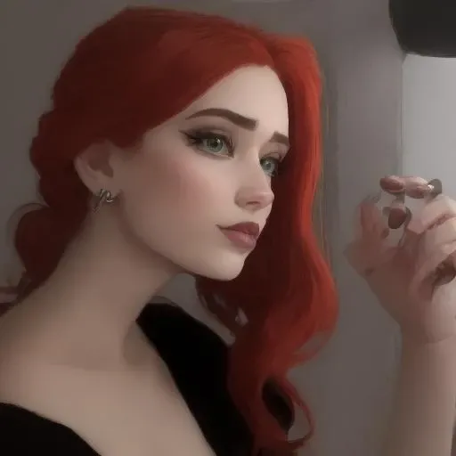 1girl, solo, jewelry, green eyes, red hair, earrings, medusa piercing, red lipstick,<lora:valredflag-09:0.6>