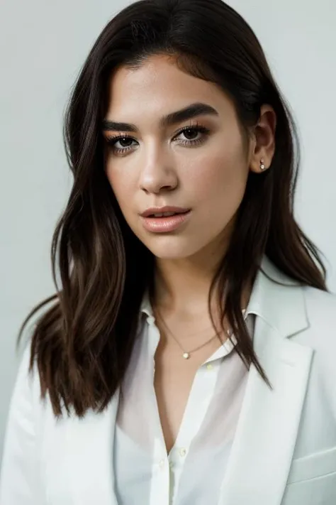 <lora:du4l1p4:0.9>, a Realistic full body photo of du4l1p4 woman, 1girl, solo, long hair, looking at viewer, simple background, brown hair, white background, brown eyes, lips, portrait, realistic, nose, professional Photography, Photorealistic, detailed eyes, RAW, analog, sharp focus, 8k, HD, DSLR, high quality, Fujifilm XT3, film grain, award winning, masterpiece