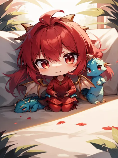 (masterpiece, best quality),  intricate details, 
1girl, dragon girl, (scales:1.2),red scales, dragon wings, red hair, chibi,  tail, claws, fangs,
<lora:C0t3Drxg0nsCIVIT:0.8> C0t3Drxg0ns, Dragons,