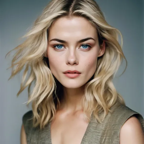 rachaeltaylor <lora:rachaeltaylor_sdxlr_resized:1>, (Fashion Magazine cover:1.3) (Modern Font),(fashion 1.3) photo of a vivacious (Dutch|Japanese) Supermodel, Striking eyes, voluminous thick wavy hair, lipgloss, wearing intricately detailed tactical clothing, looking at viewer, seductive expression, (upper body shot:1.3) Studio lighting, shot using a Hasselblad 500CM on Fujicolor Pro film in the style of (Hans Bellmer:1.1) High detail, intricate, detailed face, detailed eyes, detailed skin, Golden Section,