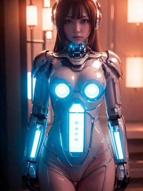 (best quality, masterpiece:1.2),ultra detailed,(photo realistic:1.4),mecha_girl, <lora:MechaGirl_v1:0.6>,(((body illumination:1.5))),sunset_scenery_background, <lora:SunsetScenery_v1:0.6>,upper body,light_particles, <lora:KiraKiraEffect_v1:0.3>