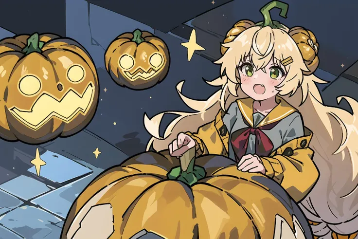 SAT8Halloween , orange pumpkins , 1Girl , <lora:sAT8GirlsFrontline_10:1> <lora:thickerLinesAnimeStyle_loraVersion:1>