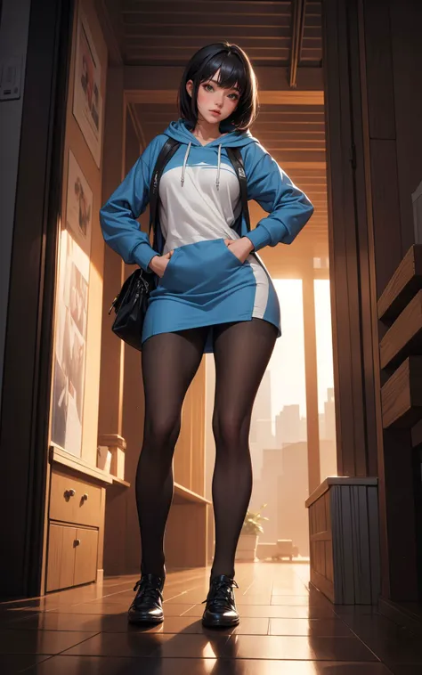 (masterpiece, best quality, hires, high resolution), extremely detailed, realistic, highres, (Volumetric lighting, sunlight, cinematic lighting),
((blue:1.2) (pantyhose:1.2)), 18 years old (Mini Anden), (hoodie:1.2), (mini skirt),
medium breasts, (curvy:1.1), Side Swept Bangs, Patio, 
dynamic pose, (official art), (perfect skin), (sharp),
<lora:add_detail:0.4> <hypernet:coloredPh:0.4>