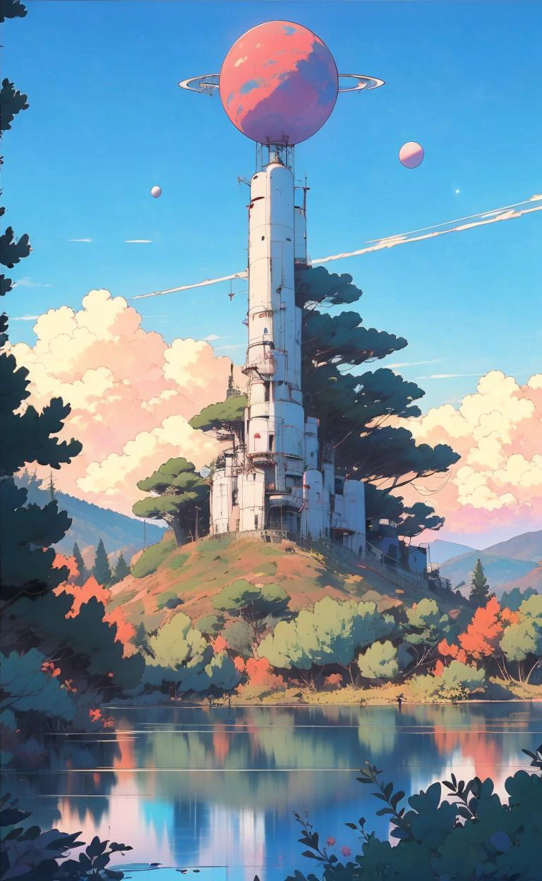 lake, blue sky, cloud, cloudy sky, horizon, mountain, mountainous horizon, nature, no humans, ocean, outdoors, scenery, sky, sunset, pine tree, vegetation, water, multiple planets, serenity
<lora:20240109-1704806059036:0.8> surreal, surrealism, zen, depth of field <lora:AstrAnime_RETRO:0.5> retro, vintage, 90s