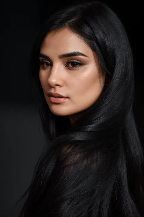 <lora:Diane_Guerrero_PMv1a_Lora:0.8> dian36ur3rr3r0, woman, long black hair, ultra-detailed, ultra-realistic, back background, black clothes, face, close-up, dramatic light, dark background,