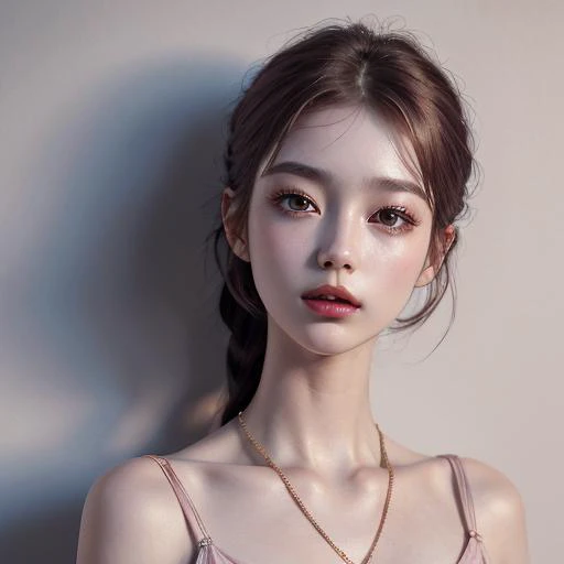 diffusable person, best quality, very high resolution, (photorealistic:1), 1 girl, neat dress, short hair, belt around neck, korean girl, formal, head, face only, (face only), (formal, front ), ((The dress covers the neck shoulders and chest))
